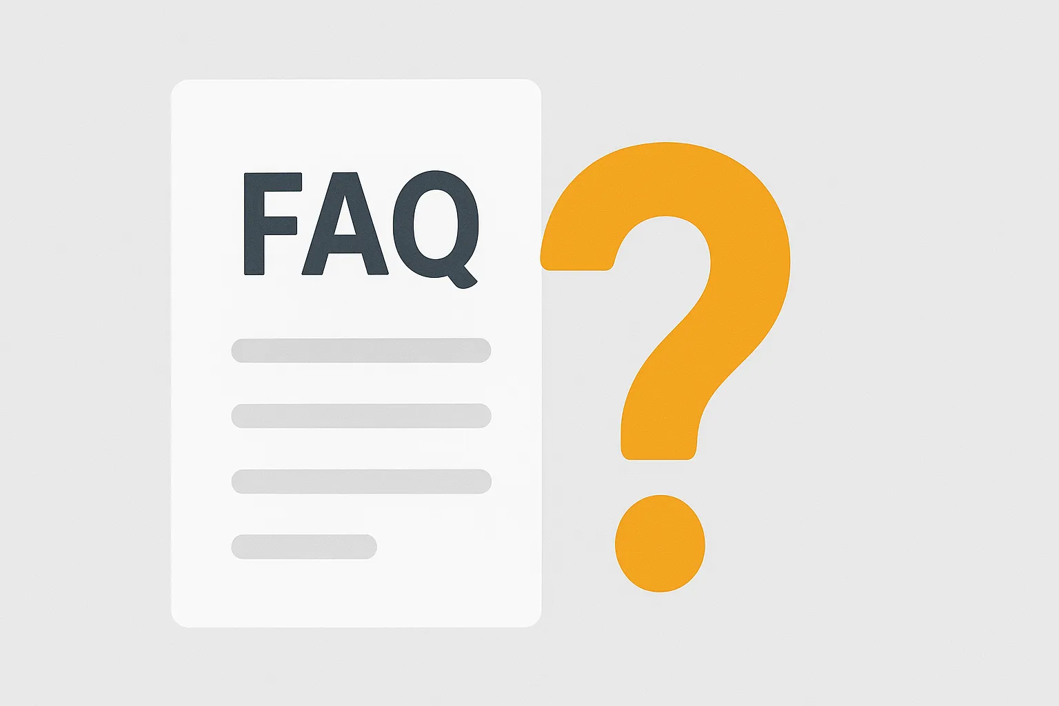 Image with text "FAQ" and a question mark.